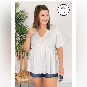 FIRST DATE DREAMS BABYDOLL KNIT GREY BLOUSE